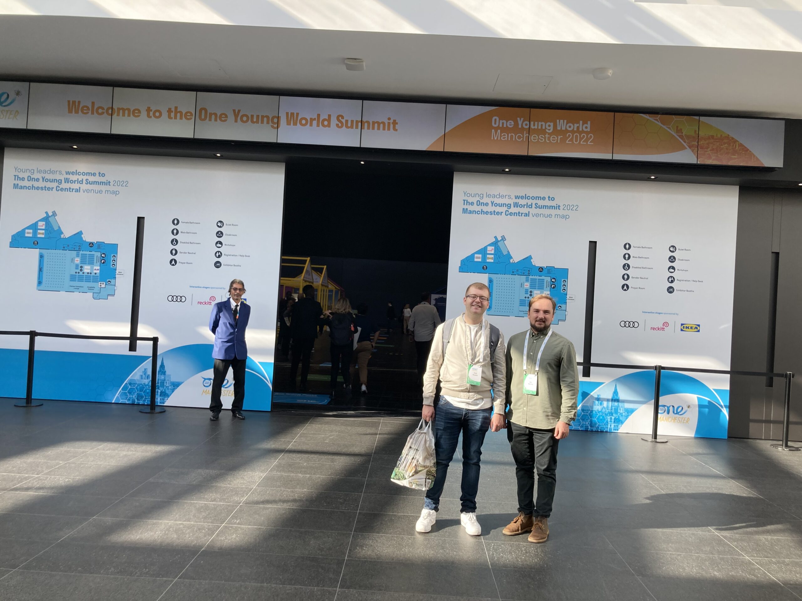 High-Rise team members Ben and Jack at the One Young World Summit in Manchester